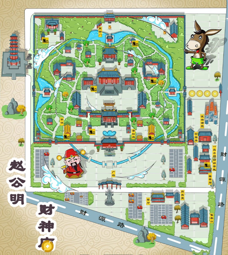 汉寿寺庙类手绘地图
